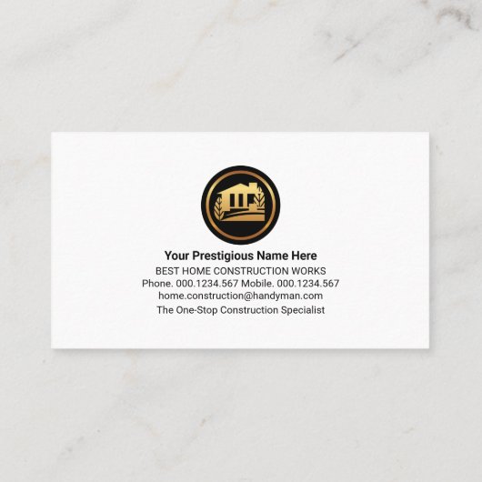 Carte De Visite Handyman Tools Home Frame Building (Dos)