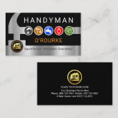 Carte De Visite Handyman Tools Icon On Silver Hammer (Devant / Derrière)