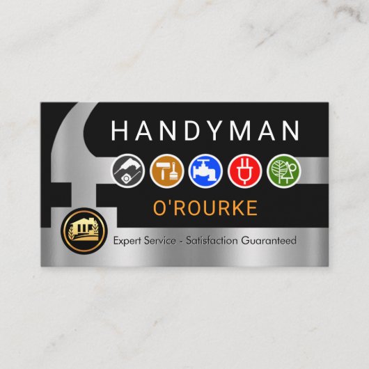 Carte De Visite Handyman Tools Icon On Silver Hammer (Devant)