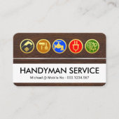 Carte De Visite Handyman Tools Icon On Timber Wood Grain (Devant)