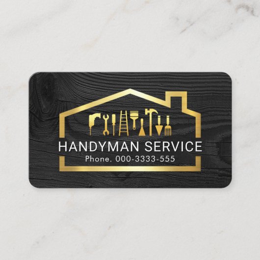 Carte De Visite Handyman Tools In Gold Building Frame (Devant)