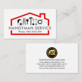 Carte De Visite Handyman Tools In Red Rooftop Building Frame (Devant / Derrière)