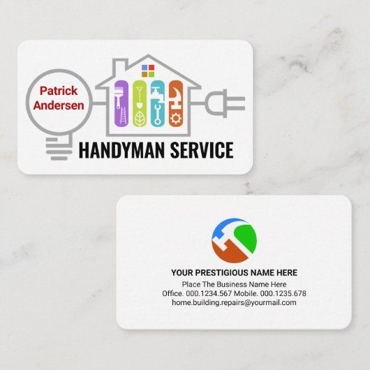 Carte De Visite Handyman Tools Inside Home Electrical Wiring (Devant / Derrière)