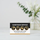 Carte De Visite Handyman Tools On Black Brown Layers (Debout devant)