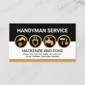 Carte De Visite Handyman Tools On Black Brown Layers (Devant)