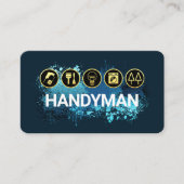 Carte De Visite Handyman Tools On Blue Paint Splatter (Devant)
