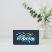 Carte De Visite Handyman Tools On Blue Paint Splatter (Debout devant)