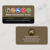 Carte De Visite Handyman Tools On Brown Gold Line Layers (Devant / Derrière)