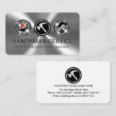 Carte De Visite Handyman Tools On Silver Metallic Layer (Devant / Derrière)