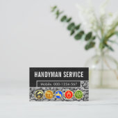 Carte De Visite Handyman Tools On Stone Layer (Debout devant)