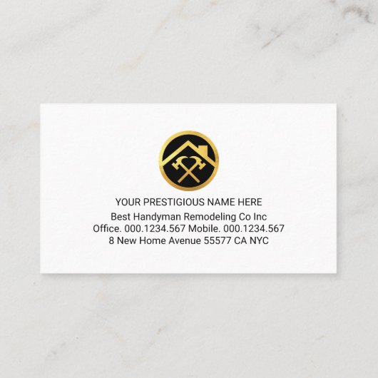 Carte De Visite Handyman Tools On Stone Layer (Dos)