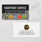 Carte De Visite Handyman Tools On Stone Layer (Devant / Derrière)