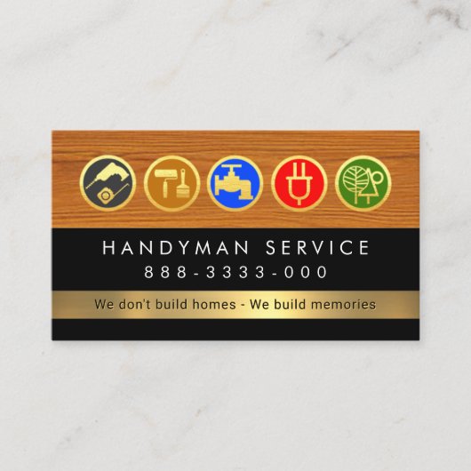 Carte De Visite Handyman Tools On Timber Wood Layer (Devant)
