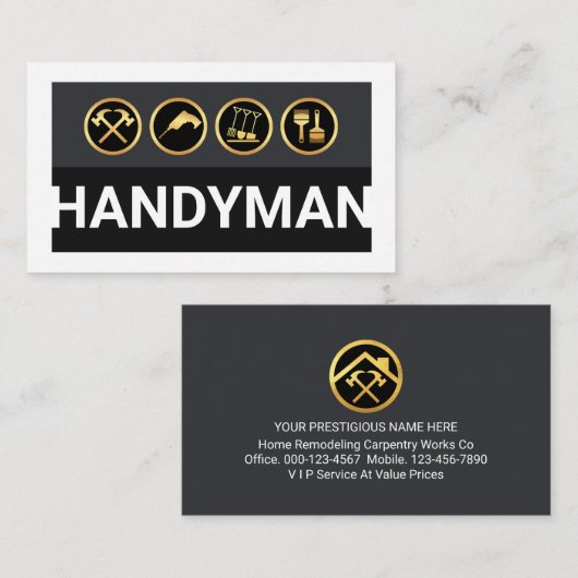 Carte De Visite Handyman Tools On White Border (Devant / Derrière)