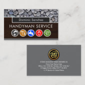Carte De Visite Handyman Tools On Wood Stone Wall (Devant / Derrière)
