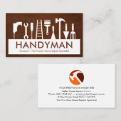 Carte De Visite Handyman Tools Silhouette Placard (Devant / Derrière)
