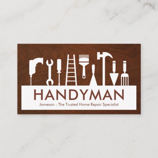 Carte De Visite Handyman Tools Silhouette Placard (Devant)