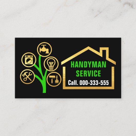 Carte De Visite Handyman Tools Tree Building (Devant)