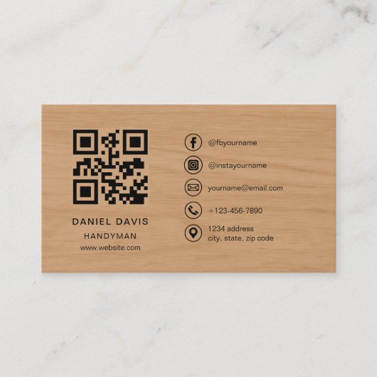 Carte De Visite Handyman Wood Professional QR Code (Devant)