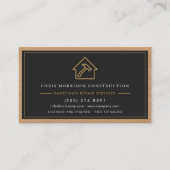 Carte De Visite Handyman Wood QR Code Construction Black Gold (Devant)