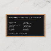 Carte De Visite Handyman Wood Texture (Dos)