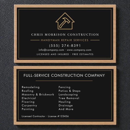 Carte De Visite Handyman Wood Texture