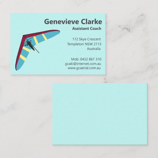 Carte De Visite Hang Gliding (Devant / Derrière)