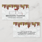 Carte De Visite Hanging des raisins | Bouteille de vin (Devant / Derrière)