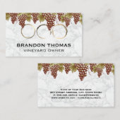 Carte De Visite Hanging des raisins | Tige à vin | Marbre (Devant / Derrière)