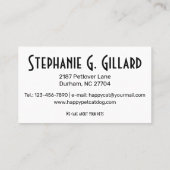 Carte De Visite Happy Cat élégant, unique personnalisable (Dos)