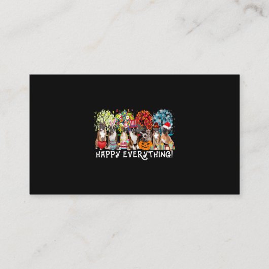 Carte De Visite Happy Everything Boxer Dog Seasons All Year Tree L (Devant)