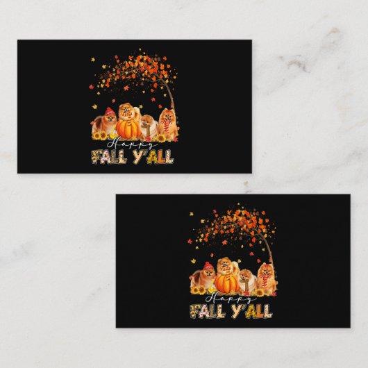 Carte De Visite Happy Fall Yall Pomeranian Automne Lover Citrouill (Devant / Derrière)
