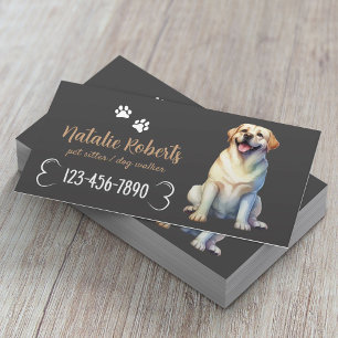 Carte De Visite Happy Labrador Chien Marcher & Animal Sitter gris 