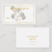 Carte De Visite Happy New Year Black and Gold Balloons Gift Card (Devant / Derrière)