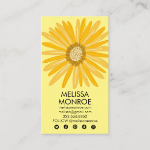 Carte De Visite Happy Yellow Daisy a illustré les icônes des média