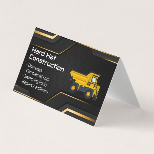 Carte De Visite Hard Hat Construction | Work Dump Truck (Devant)