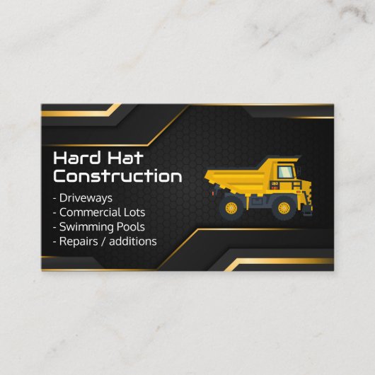 Carte De Visite Hard Hat Construction | Work Dump Truck (Devant)