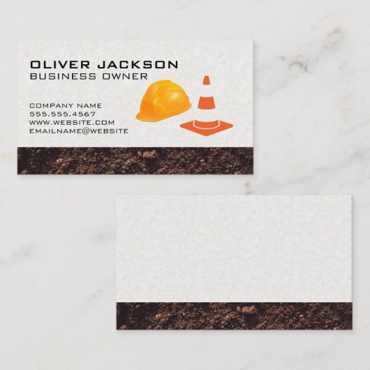 Carte De Visite Hardhat et Cone de construction (Devant / Derrière)