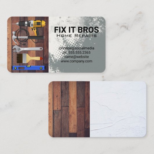 Carte De Visite Hardware Tools | Handyman | General Contractor (Devant / Derrière)