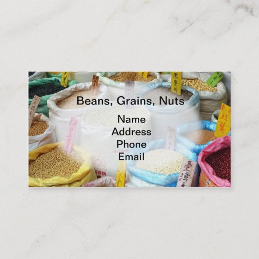 Carte De Visite Haricots, grains et écrous à vendre dans de grands (Devant)