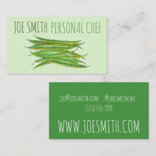 Carte De Visite Haricots verts Légumes Jardin Veg Restaurant Chef