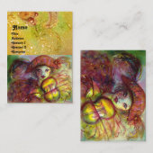 Carte De Visite HARLEQUIN, étincelle jaune rouge vert (Devant / Derrière)