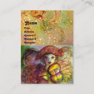 Carte De Visite HARLEQUIN, étincelles rouge-brun de vert jaune