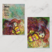 Carte De Visite HARLEQUIN, étincelles rouge jaune vert bleu (Devant / Derrière)