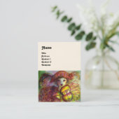 Carte De Visite HARLEQUIN, rose rouge jaune vert blanc éclatant (Debout devant)