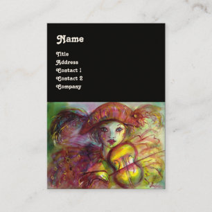 Carte De Visite HARLEQUIN, rose rouge jaune vert vert noir mousseu