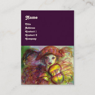 Carte De Visite HARLEQUIN, rose rouge jaune vert violet mousseux