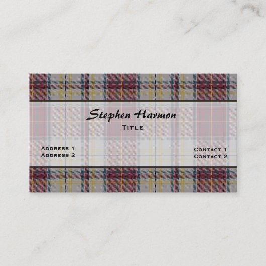 Carte De Visite Harmon Robe traditionnelle Tartan Plaid sur mesure (Devant)