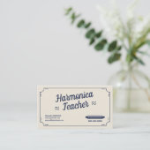 Carte De Visite Harmonica Teacher - Vintage (Debout devant)
