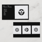 Carte De Visite HARMONIE DE RENAISSANCE Noir Blanc Géométrique Flo (Devant / Derrière)